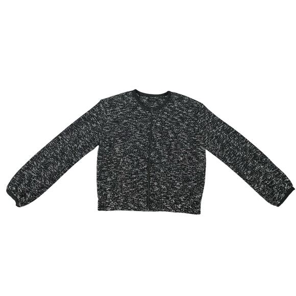 Ann Taylor Jacket Size Medium Black White Speckled Tweed Full Zip - Picture 10 of 12
